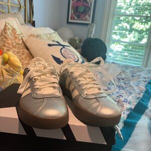 Adidas Metallic Silver Sneakers with White Accents